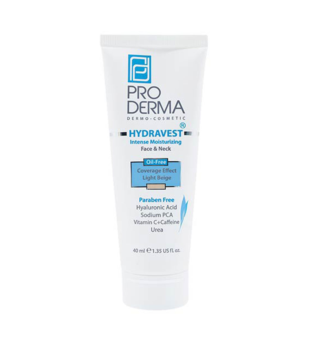کرم مرطوب کننده صورت و گردن فاقد چربی بژ روشن 40 میل Proderma Oil Free Intense Moisturizing Light 40ml