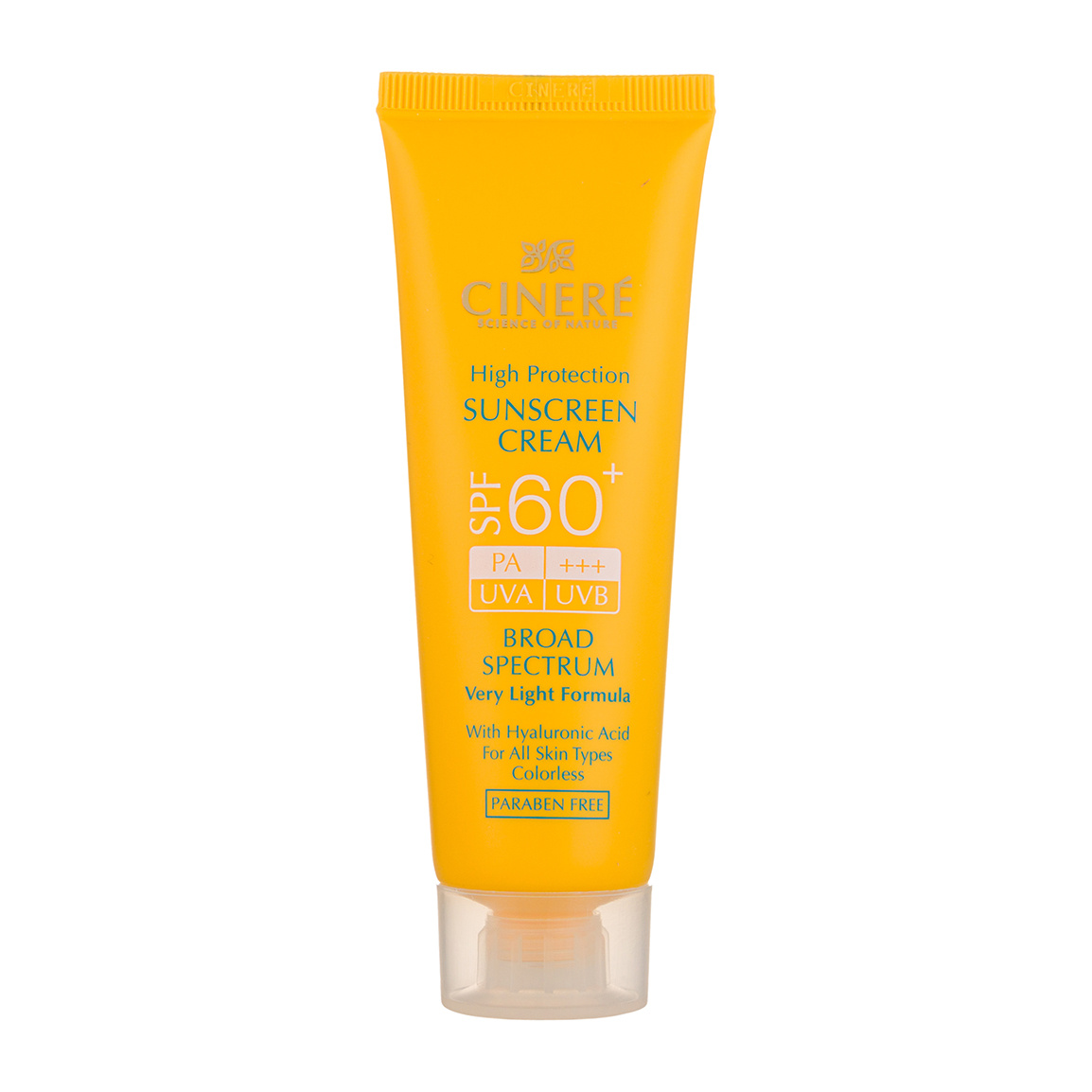 کرم ضد آفتاب SPF60+ بدون رنگ مناسب انواع پوست Cinere SPF60 Sunscreen Cream