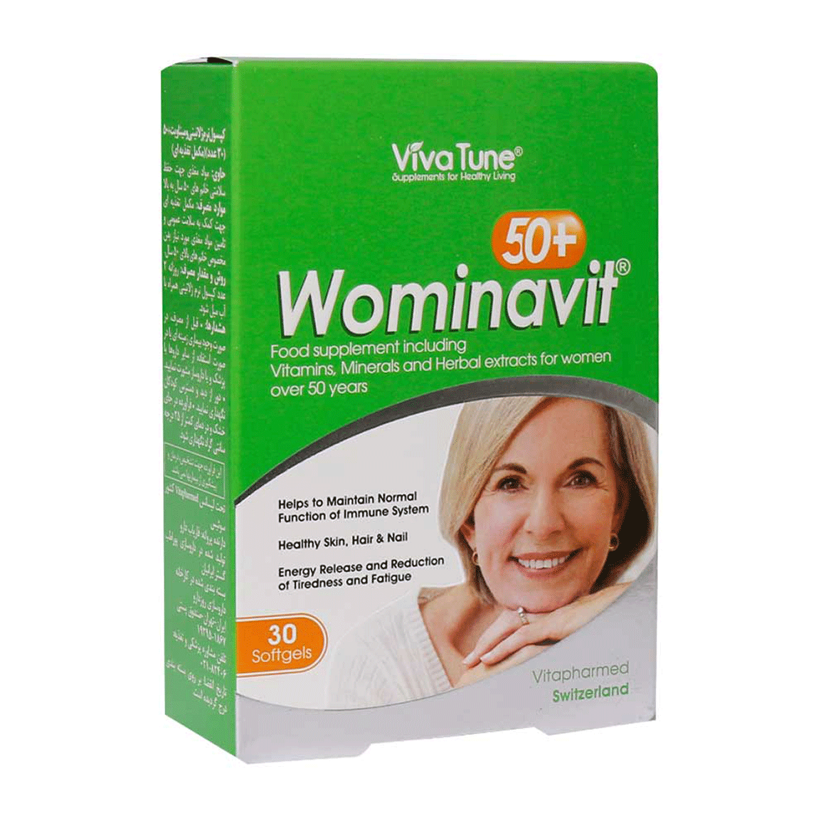 کپسول نرم ومیناویت بالای 50 سال بسته 30 عددی Viva Tune Wominavit 50+ 30 Softgels
