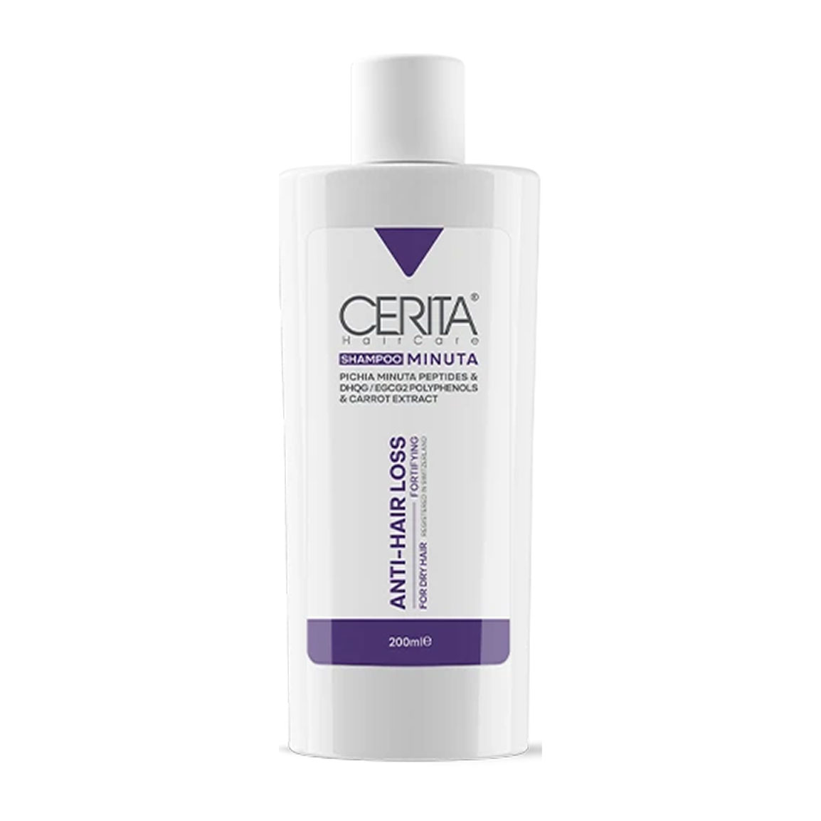 شامپو ضد ریزش و حجم دهنده مو مینوتا مناسب موهای خشک 200میل Cerita Minuta Anti Hair Loss Volumizing Shampoo For Dry Hair 200ml