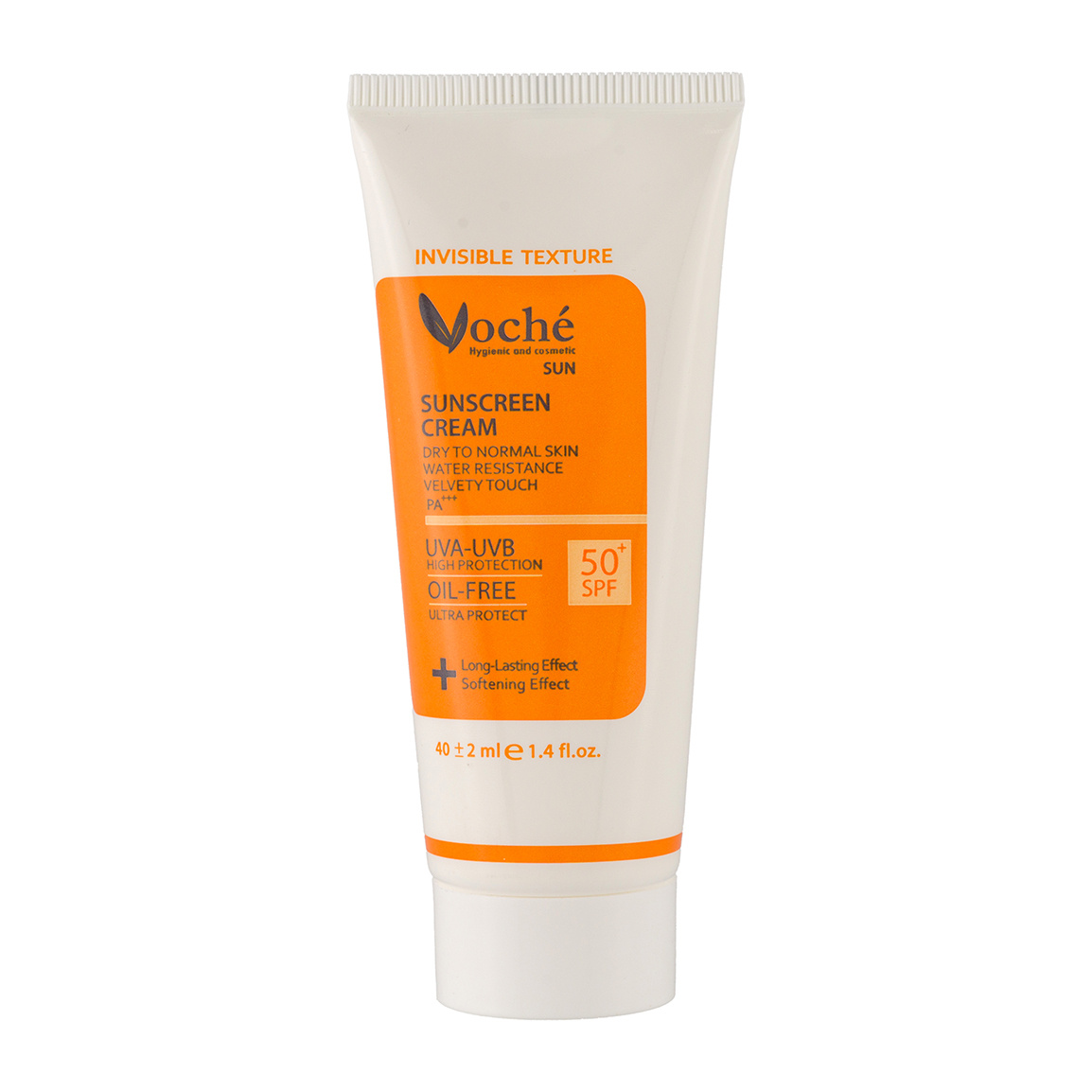 کرم ضد آفتاب بدون رنگ مناسب پوست خشک و معمولی حجم 40 میل Voche SPF 50 Sun Screen Cream 40 ml