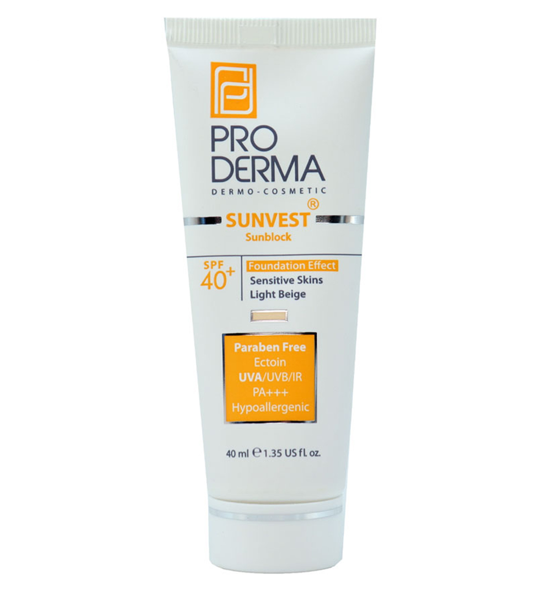 کرم ضد آفتاب فیزیکال اس پی اف 40 پوست های حساس 40 میل Proderma Physical Sunblock Spf40 Light 40ml
