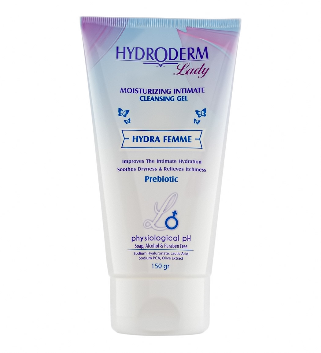 ژل بهداشتی بانوان لیدی هیدرا فم مرطوب کننده ناحیه واژینال 150میل Hydroderm Lady Hydra Femme Moisturizing Intimate Cleansing Gel 150ml