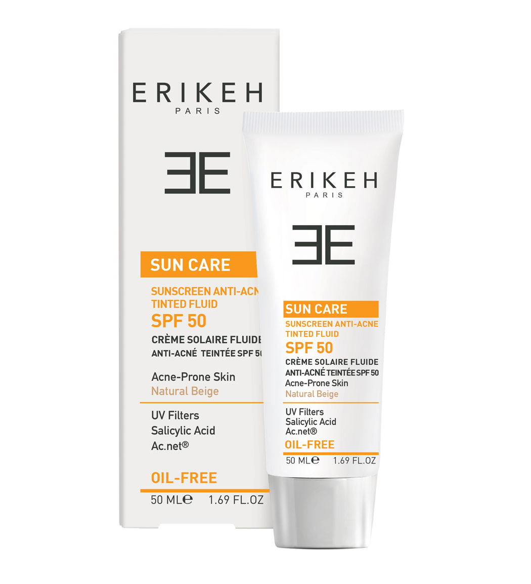 ضد آفتاب فاقد چربی آنتی آکنه رنگی اس پی اف 50 Erikeh Anti Acne Oil Free Tinted Sunscreen Spf50