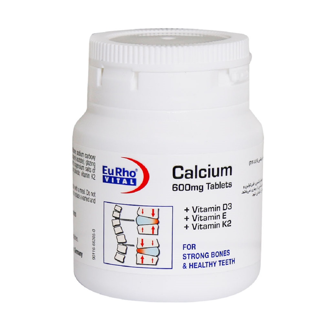 قرص کلسیم 600 میلی گرم بسته 50 عددی Eurho Vital Calcium 600 mg 50 Tab