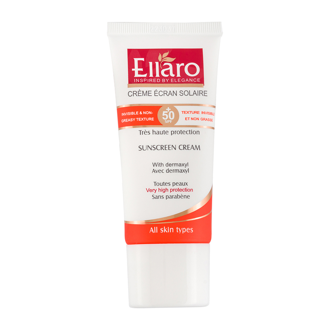 کرم ضد آفتاب فاقد رنگ مناسب انواع پوست اس پی اف 50 ELLARO SUNSCREEN CREAM SPF50