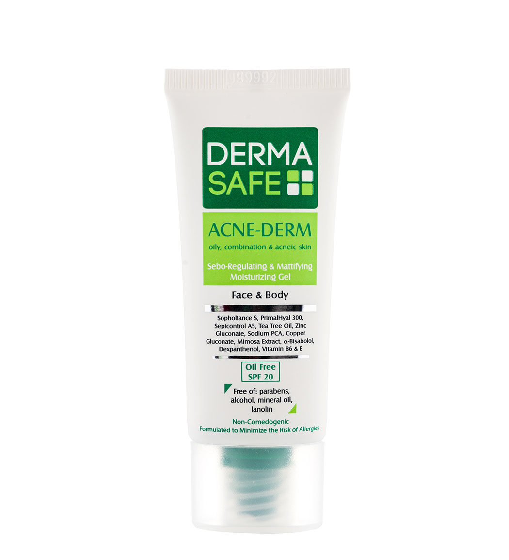 ژل مرطوب کننده مناسب پوست های چرب مختلط و دارای آکنه 40میل Derma Safe Moisturizing Gel 40ml